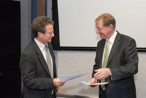 Prof Charles Eason, Director, Centre for Wildlife Management and Conservation + Hon Dr Nick Smith, Minister for the Environment.